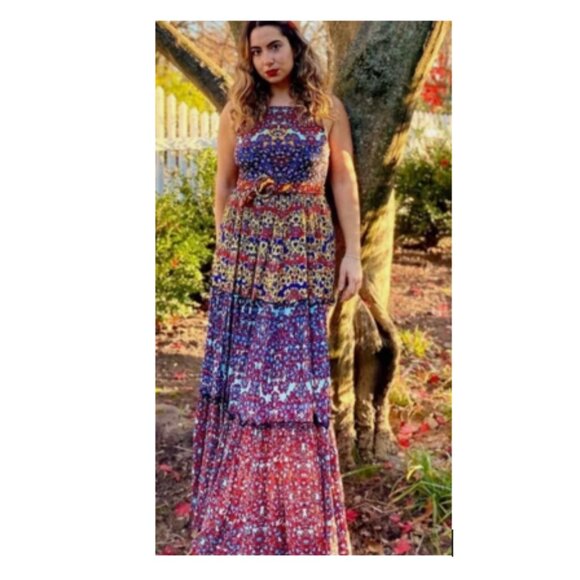 RARE! Bhanuni by Jyoti Anthropologie Marala Multicolor Tier Maxi Dress - Picture 12 of 12